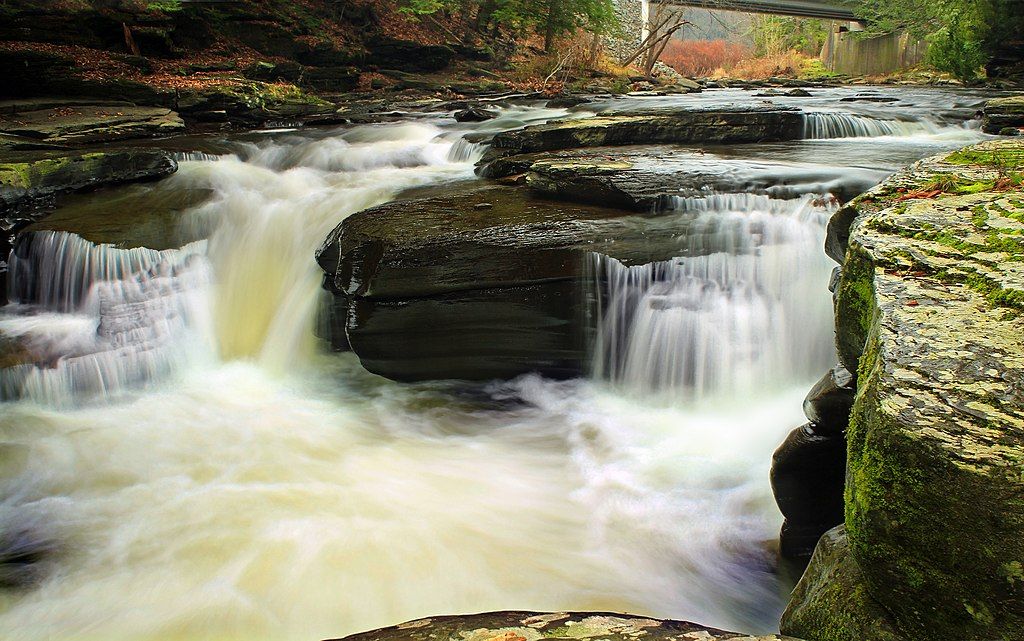 A small waterfall at Little Rocky Glen Preserve