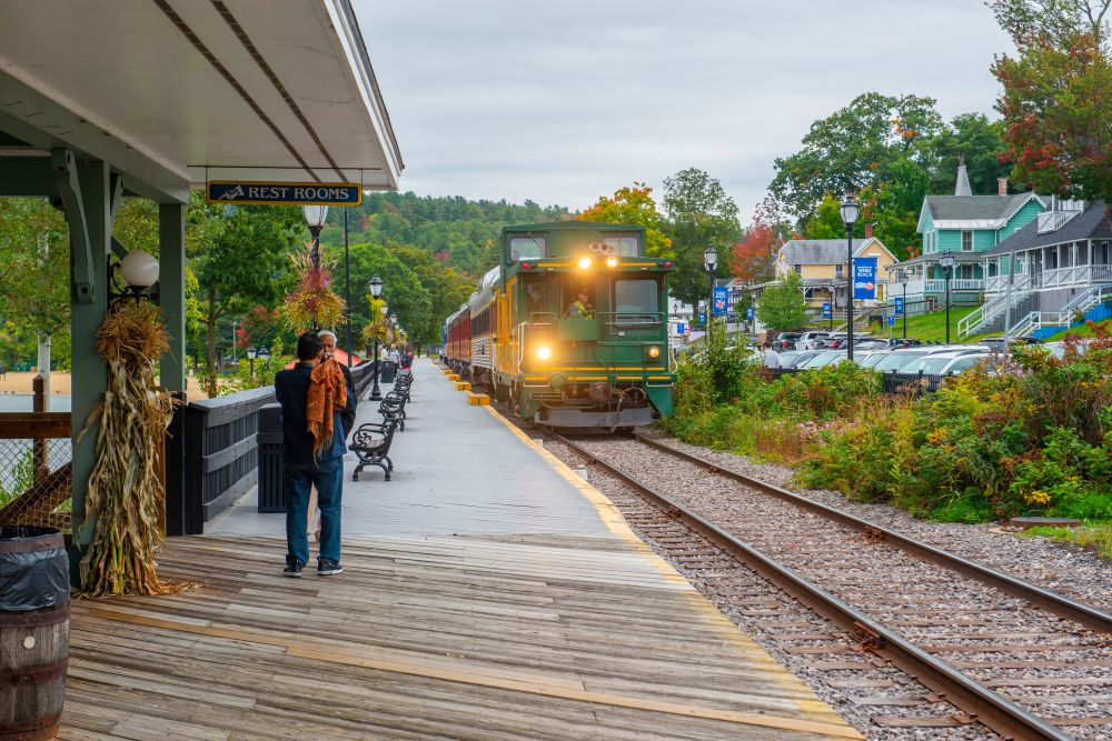 The tracks of Winnipesaukee Scenic Railroad