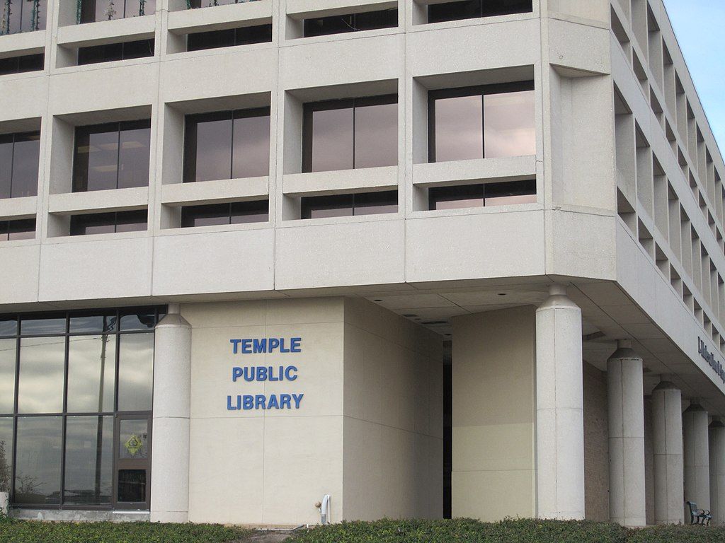 Building sign of Temple Public Library