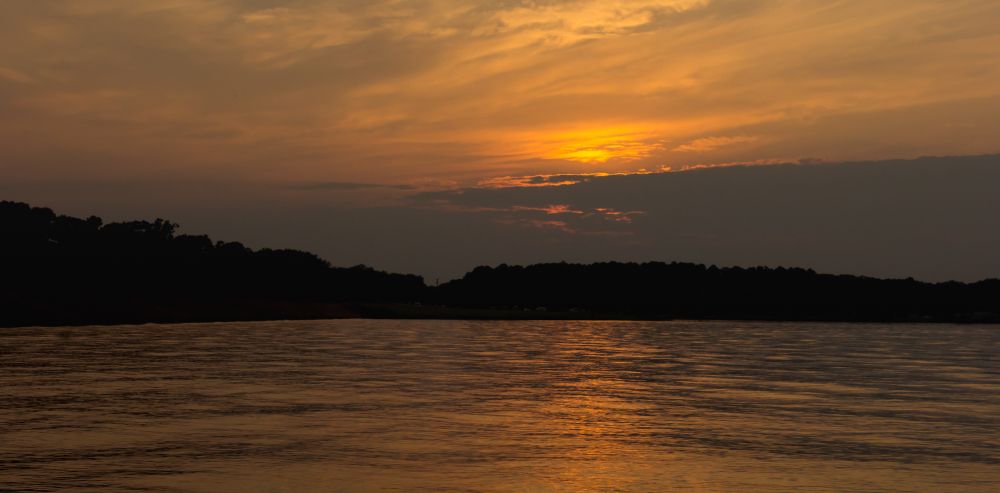 Warm-colored sunset at Lake Tyler