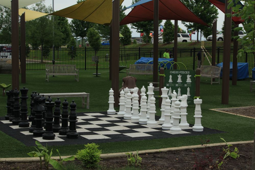 Life-sized chess on the grounds of Discovery Park of America