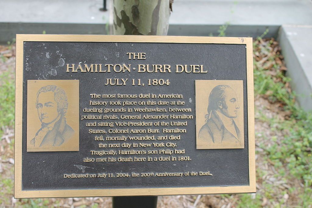 Marker of Hamilton-Burr Dueling Grounds
