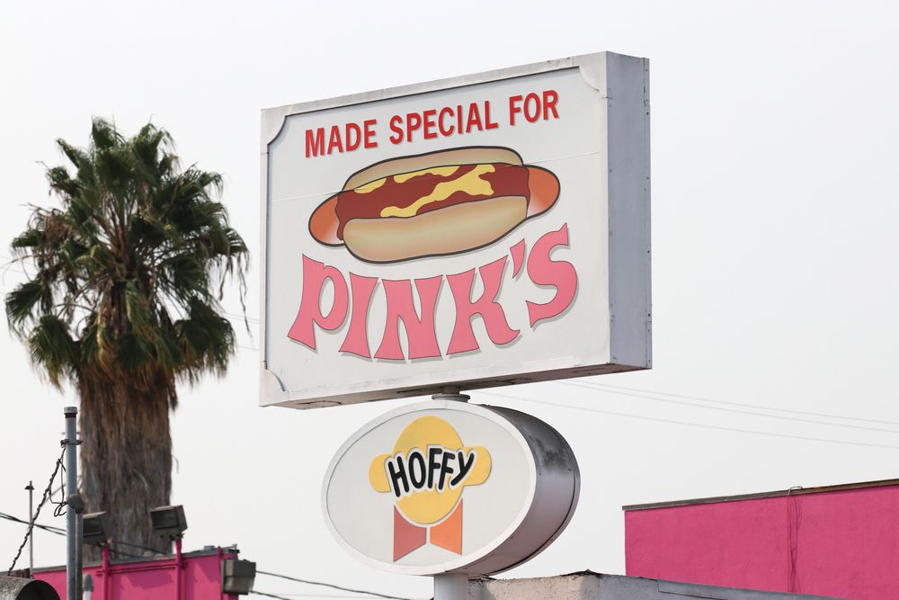 Signage of Pink's Hot Dog
