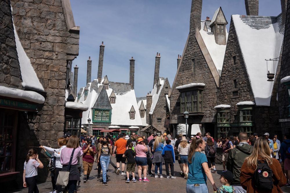 People touring the Wizarding World of Harry Potter