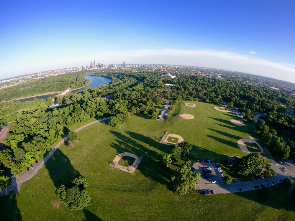 Aerial view of Belmont Plateau
