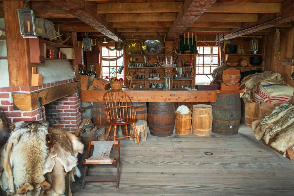 Interior of a cabin at Fort Stanwix National Monument