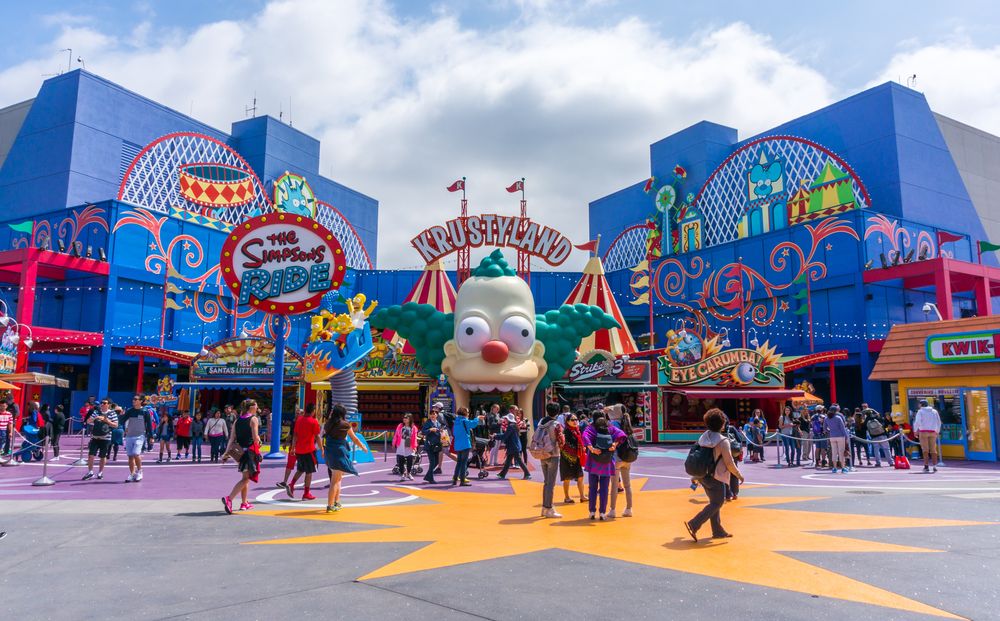 Krusty the clown entrance to The Simpsons Ride
