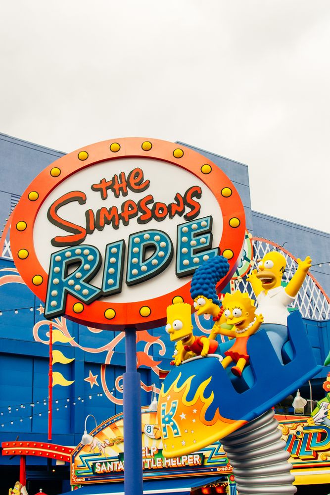 Signage of The Simpsons Ride