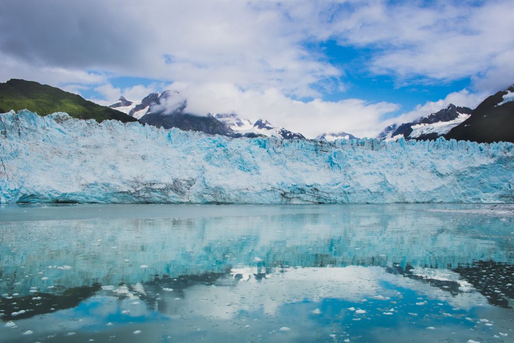 The Meares Glacier reflecting on the water