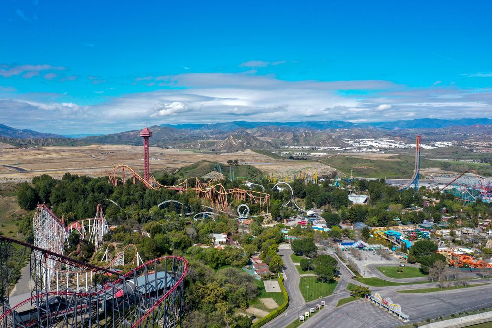 Aerial view of Six Flags Magic Mountain