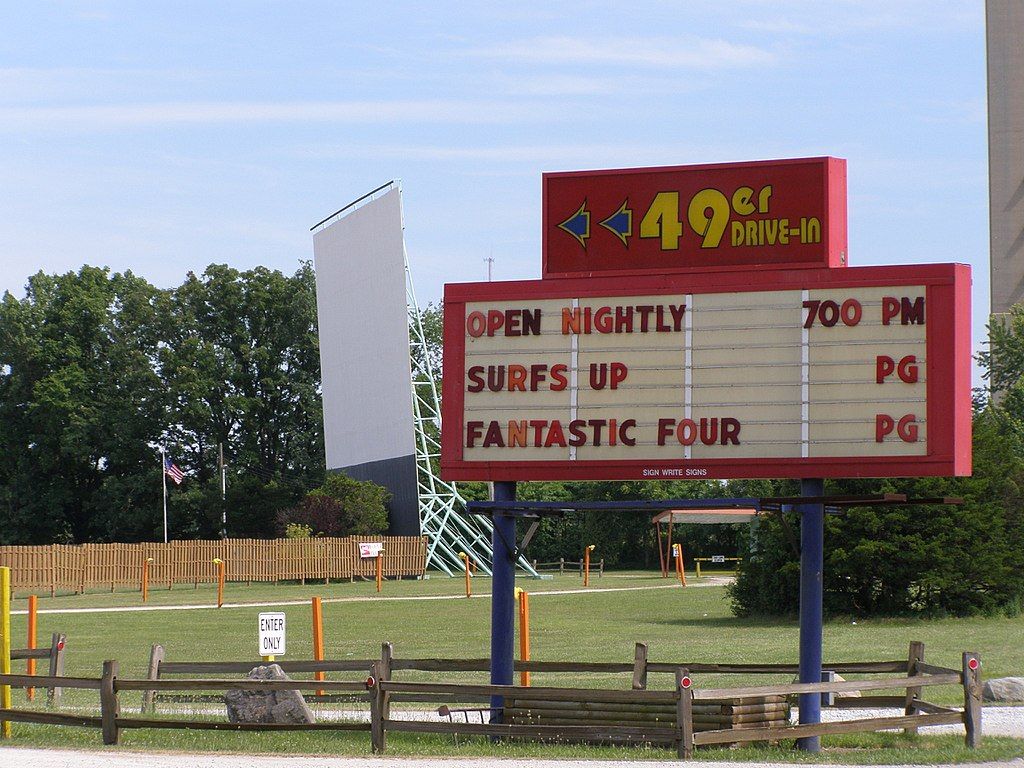 Movie titles at 49er Drive-In Theatre