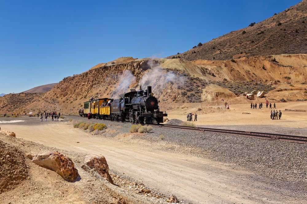 Steam locomotive at Virginia and Truckee Railroad