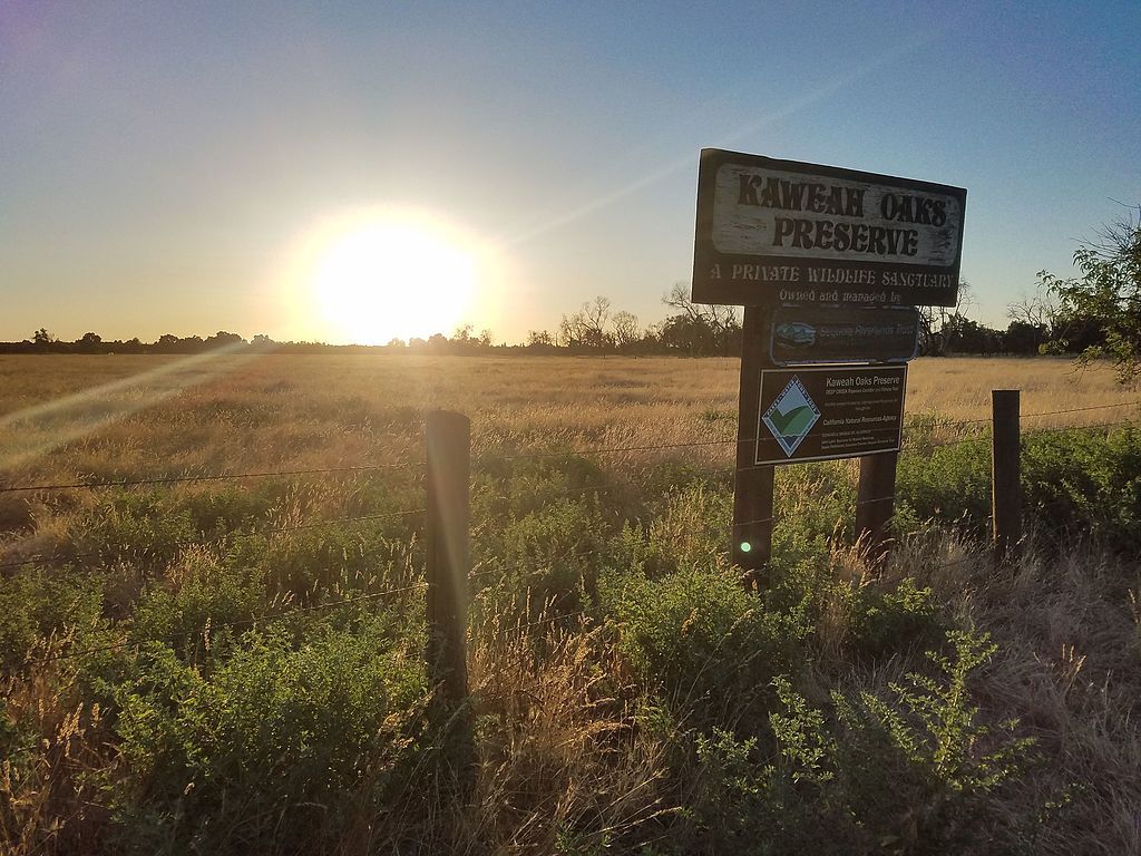 Welcome sign of Kaweah Oaks Preserve