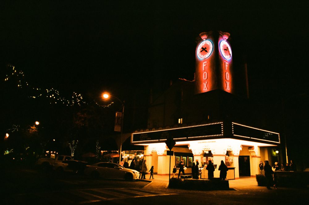 View of the Visalia Fox Theatre at night