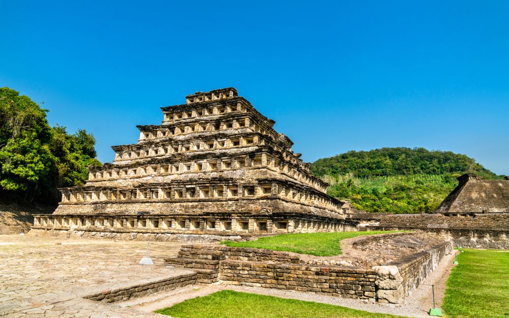 Side view of the pyramid of niches at El Tajín