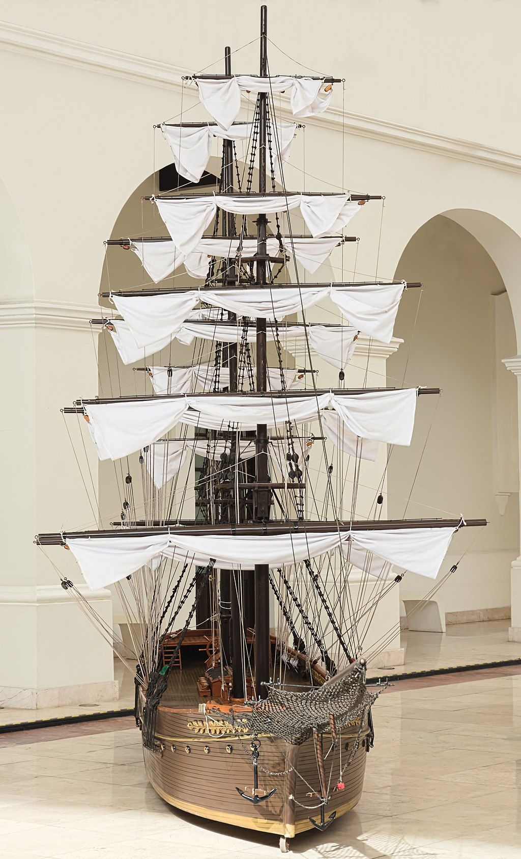 Model of a sailing ship inside the Veracruz Naval Historical Museum