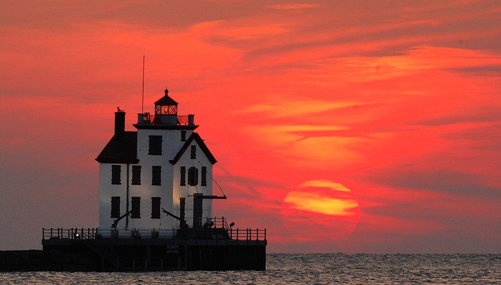 Gorgeous sunset over Lorain Harbor Lighthouse