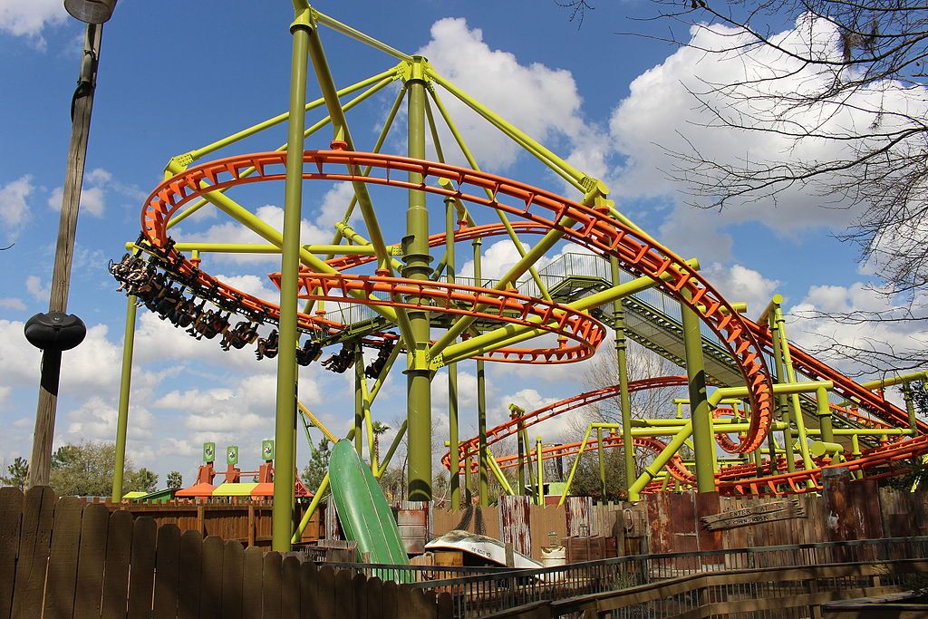 A rollercoaster in Wild Adventures Theme Park