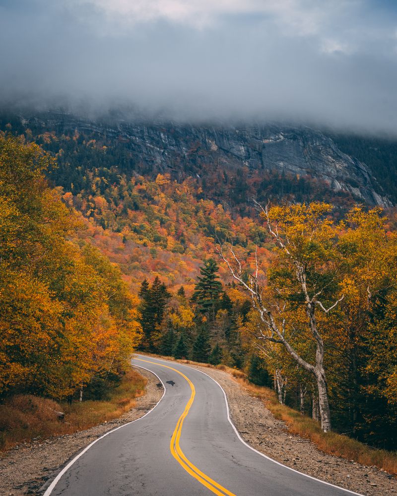 The road of Grafton Notch State Park
