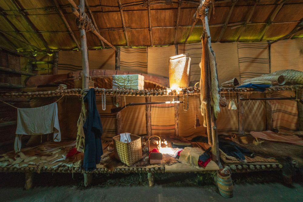 Interior of Ganondagan State Historic Site's longhouse