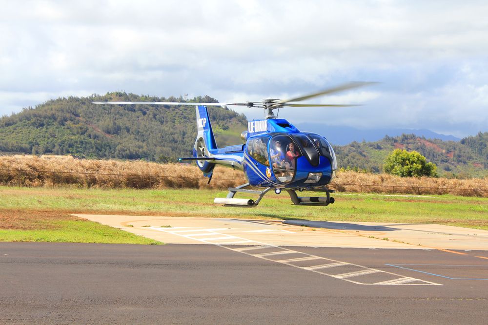 People aboard a Blue Hawaiian Helicopter