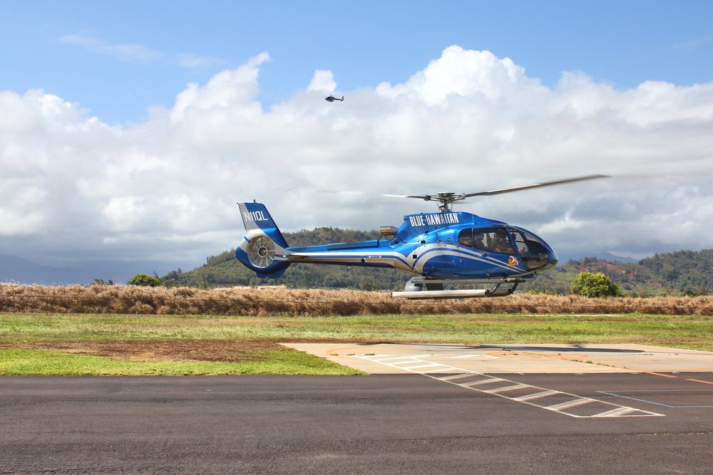 Side view of a Blue Hawaiian Helicopter