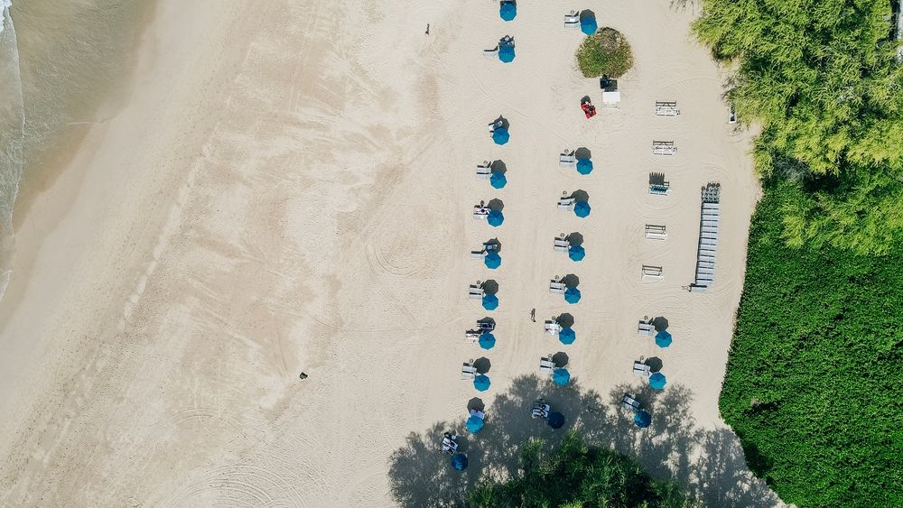 Aerial view of Hapuna Beach State Park's sand