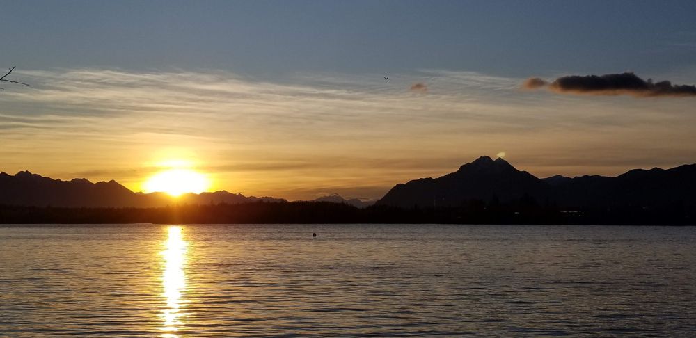 View of the sunrise at Wasilla Lake