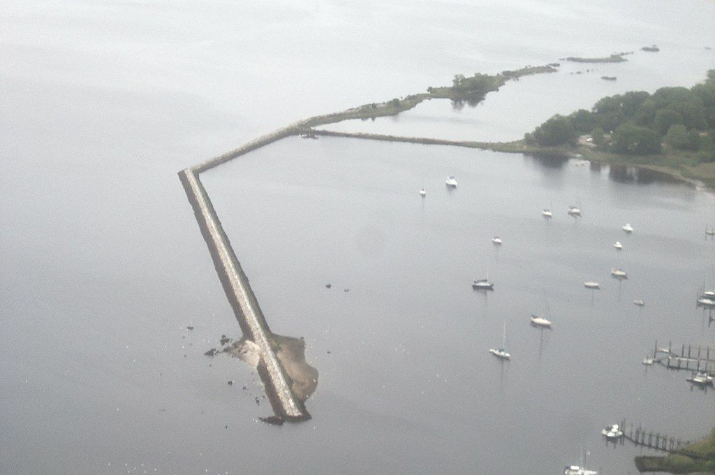 Aerial view of Salter Grove Memorial Park breakwater