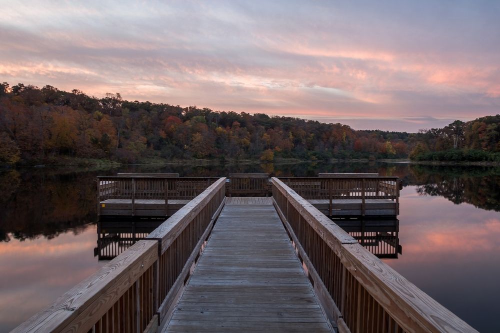 Wooden pier at William O'Brien State Park