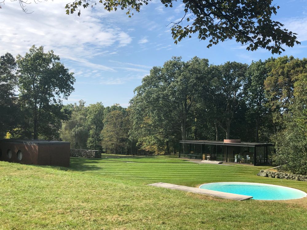 Landscape of the Glass House in New Canaan
