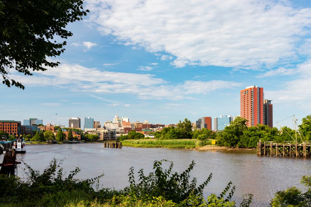 Skyline and river views from Riverfront Wilmington