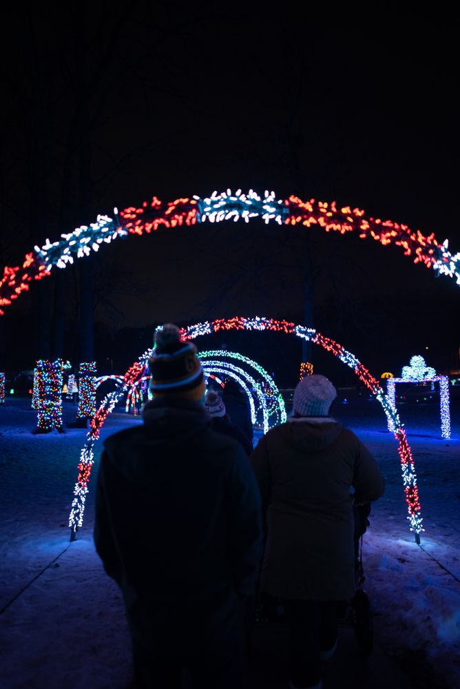 Colorful arch lights at Enchantment in the Park