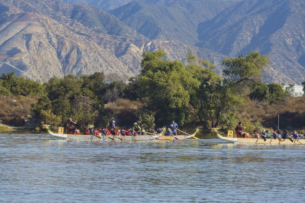 People on boats at Santa Fe Dam Recreation Area