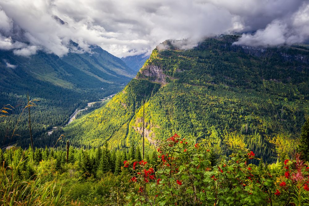 View of a mountain along Going-to-the-Sun Road