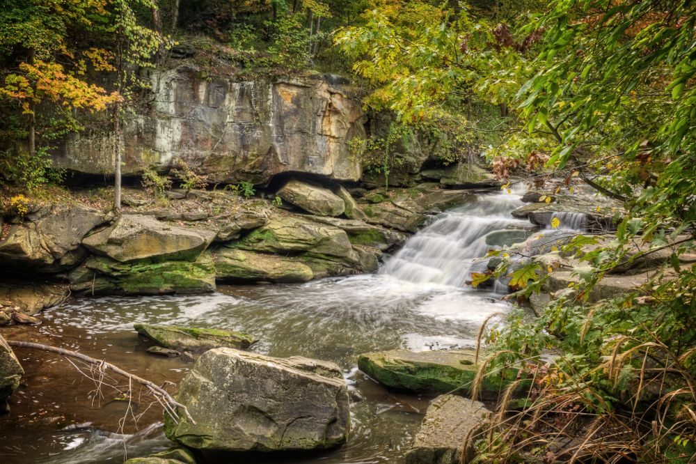 A small waterfall at Rocky River Reservation