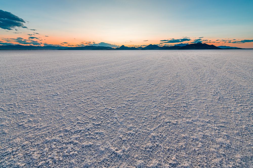 Sunset over Bonneville Salt Flats
