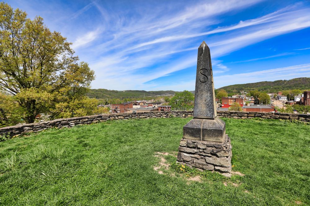 A statue at Grave Creek Mound