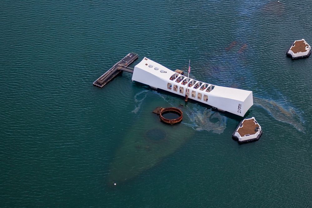 Aerial view of the Pearl Harbor National Memorial