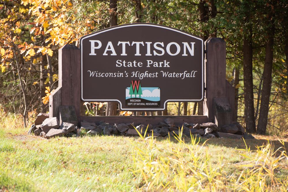 Welcome sign of Pattison State Park