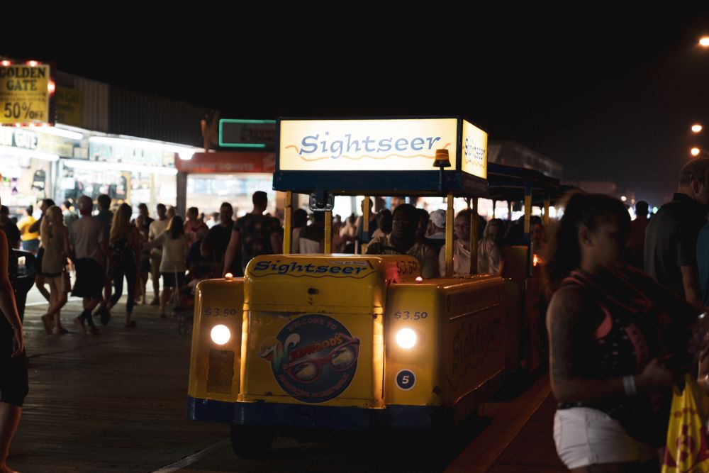 The Sightseer Tram during evening