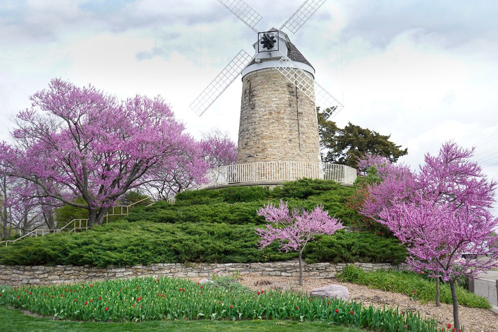 View of the beautiful windmill in Wamego City Park
