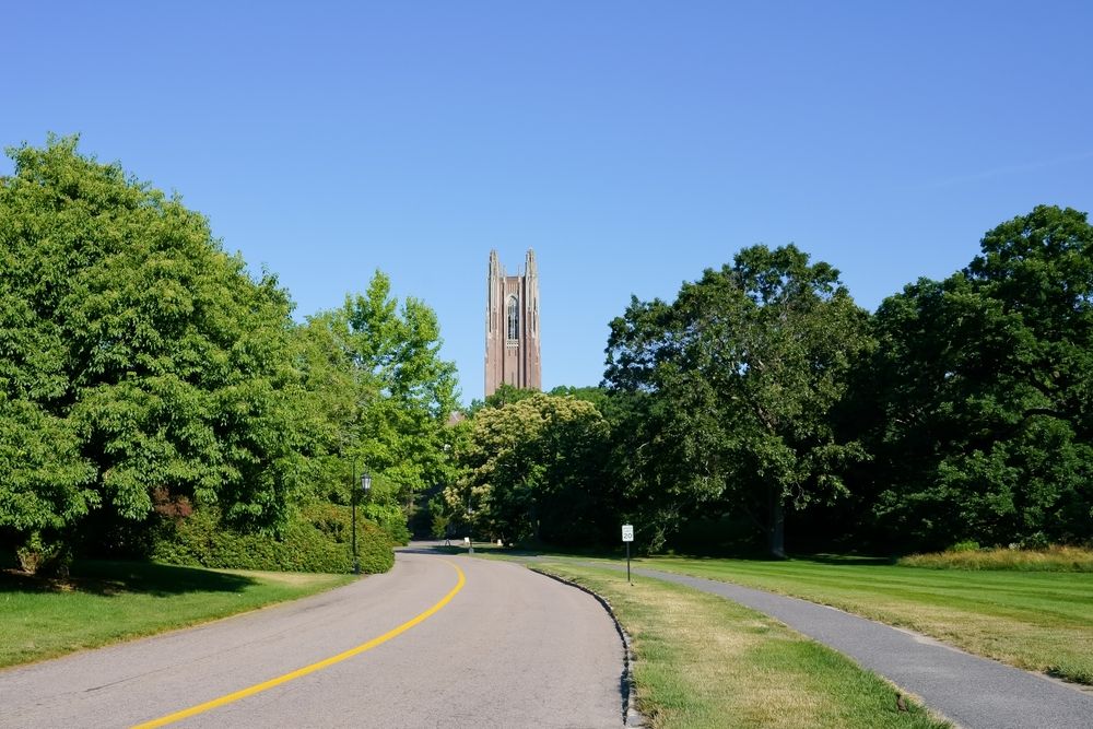 Far view of the Galen Stone Tower
