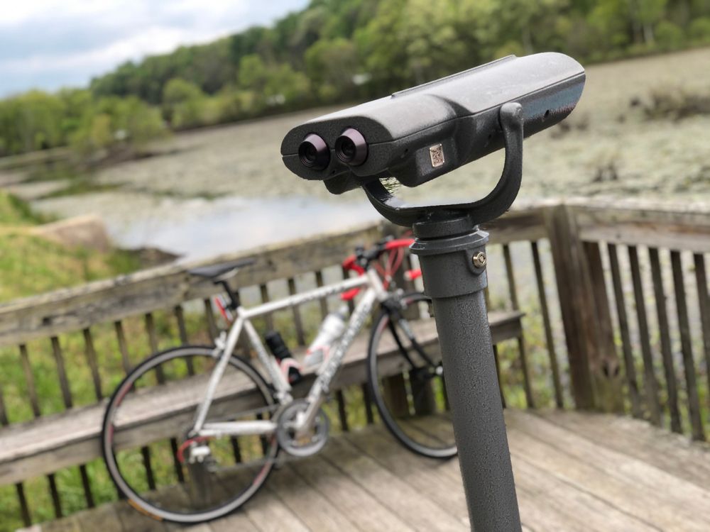 Bike and binoculars at Indian Head Rail Trail
