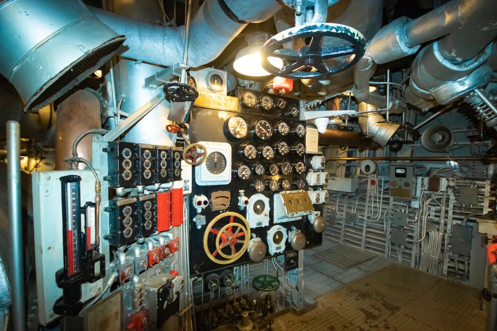 Engine room in Battleship North Carolina