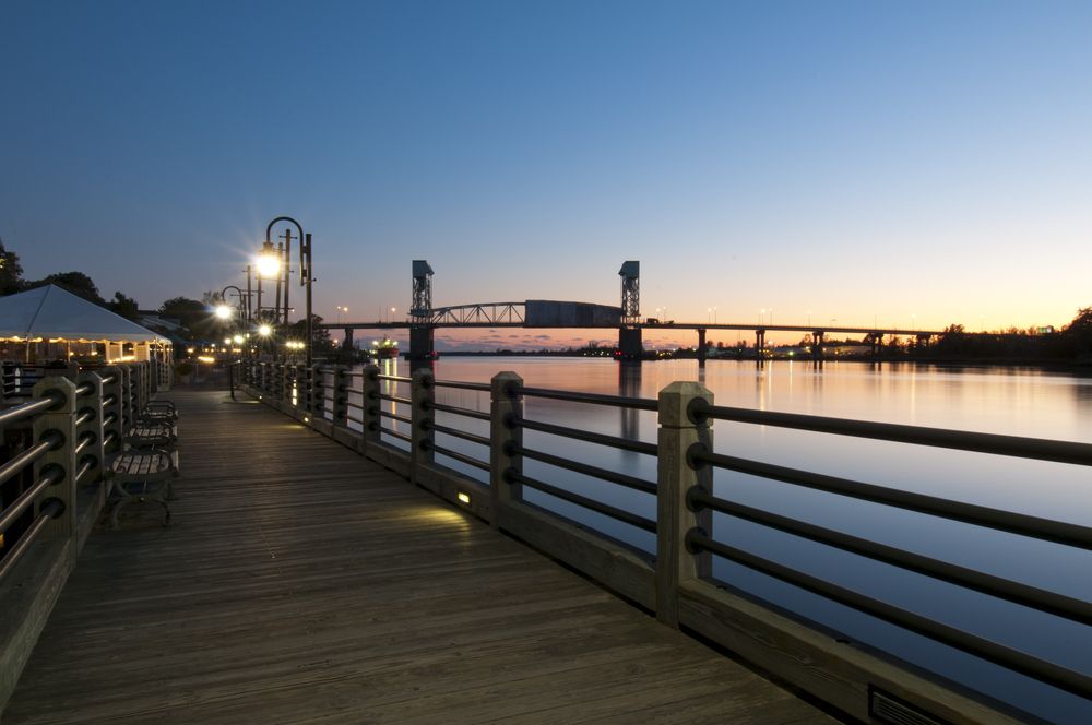Sunset scene at Wilmington Riverwalk