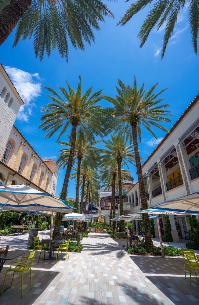 Outdoor dining setup along The Square