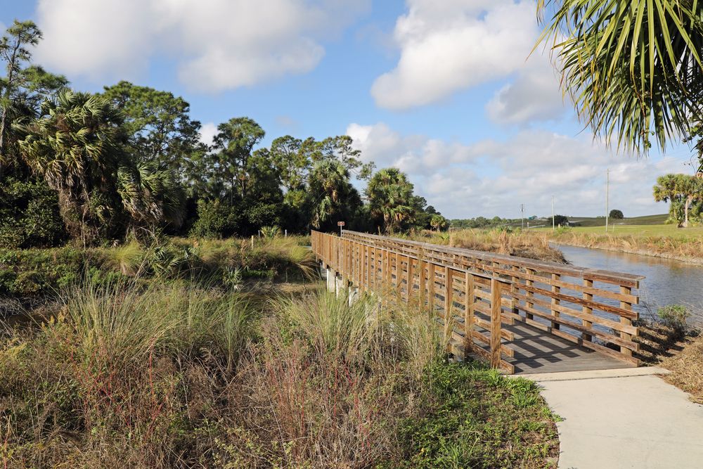 Wooden bridge at Winding Waters Natural Area