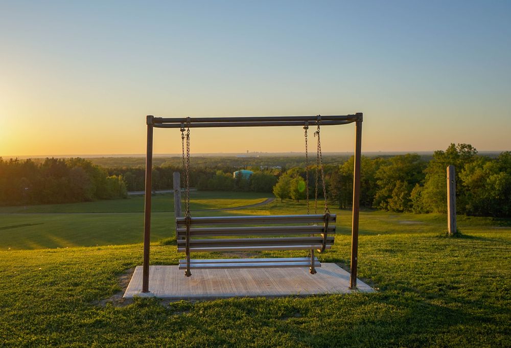 Wooden bench at Chestnut Ridge Park