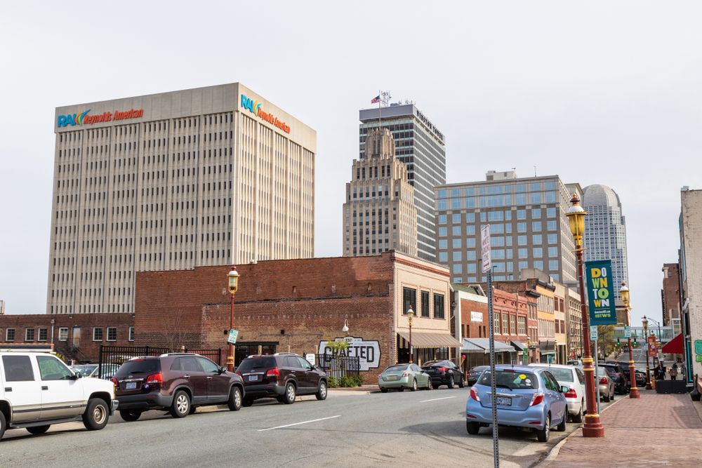The road of Downtown Winston-Salem